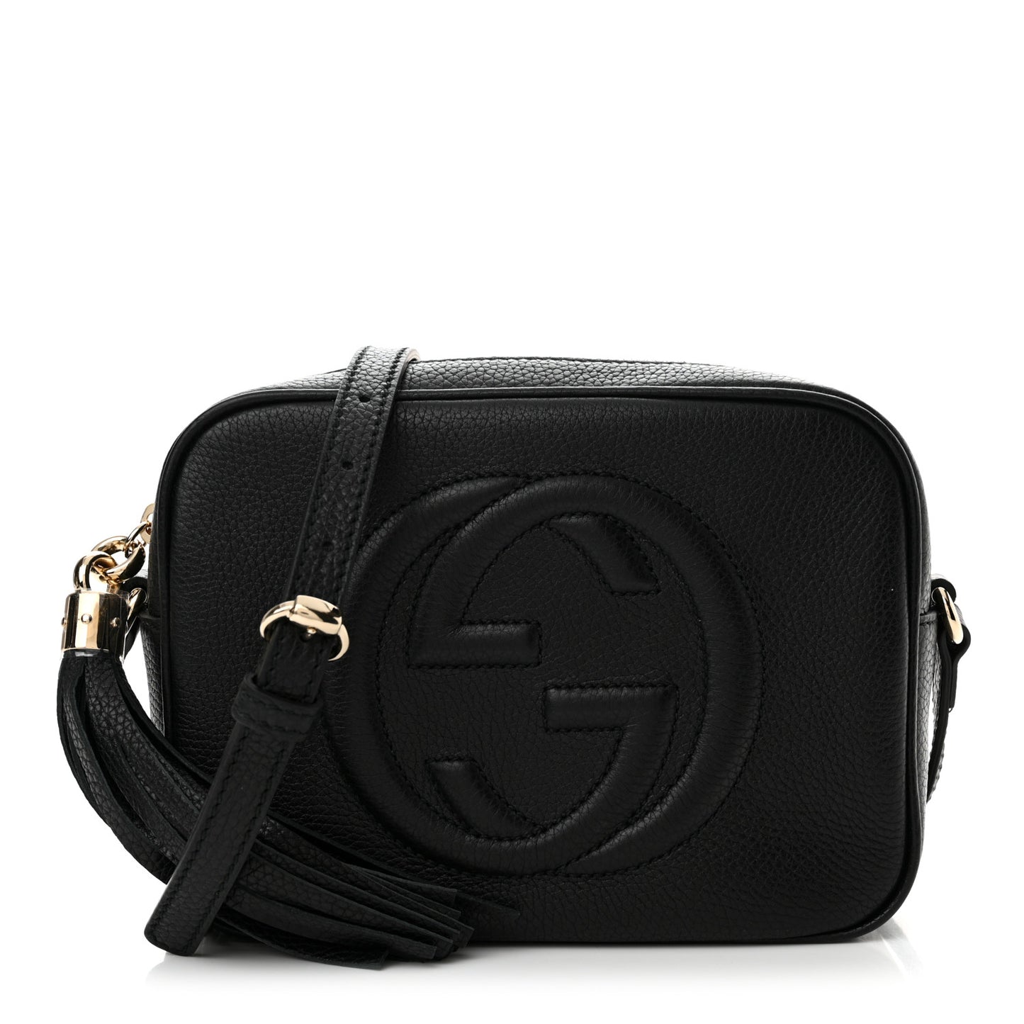 Pebbled Calfskin Small Soho Disco Bag Black