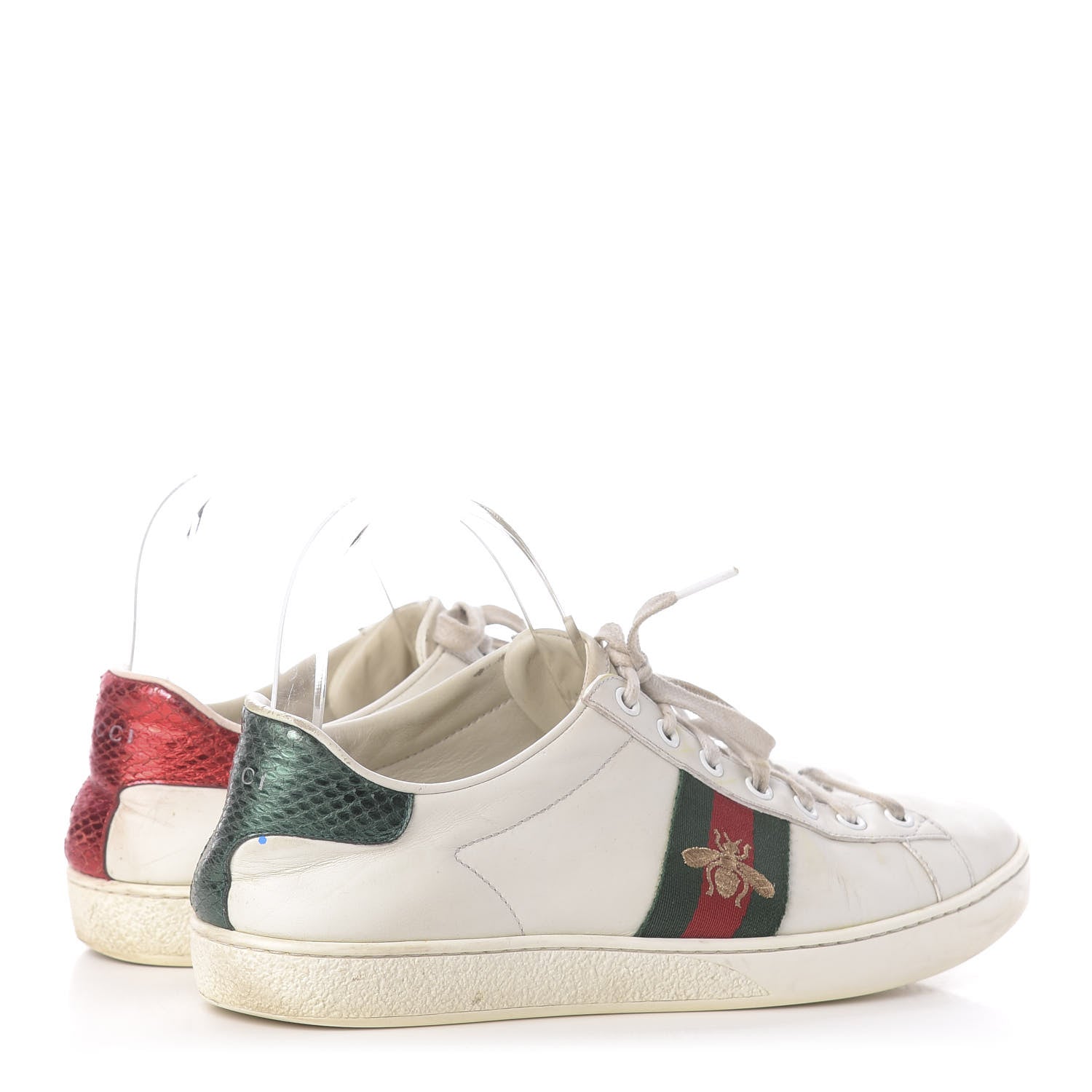 Gucci Calfskin Ayers Web Bee Embroidered Womens Ace Sneakers 40 White 4 of 9