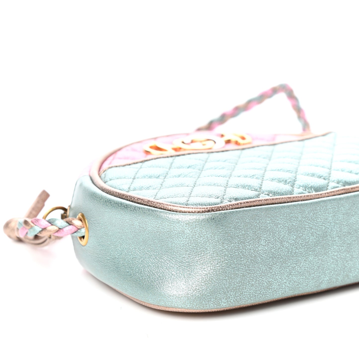 Laminated Nappa Trapuntata Mini Zumi Dome Shoulder Bag Rosa Lago Rame