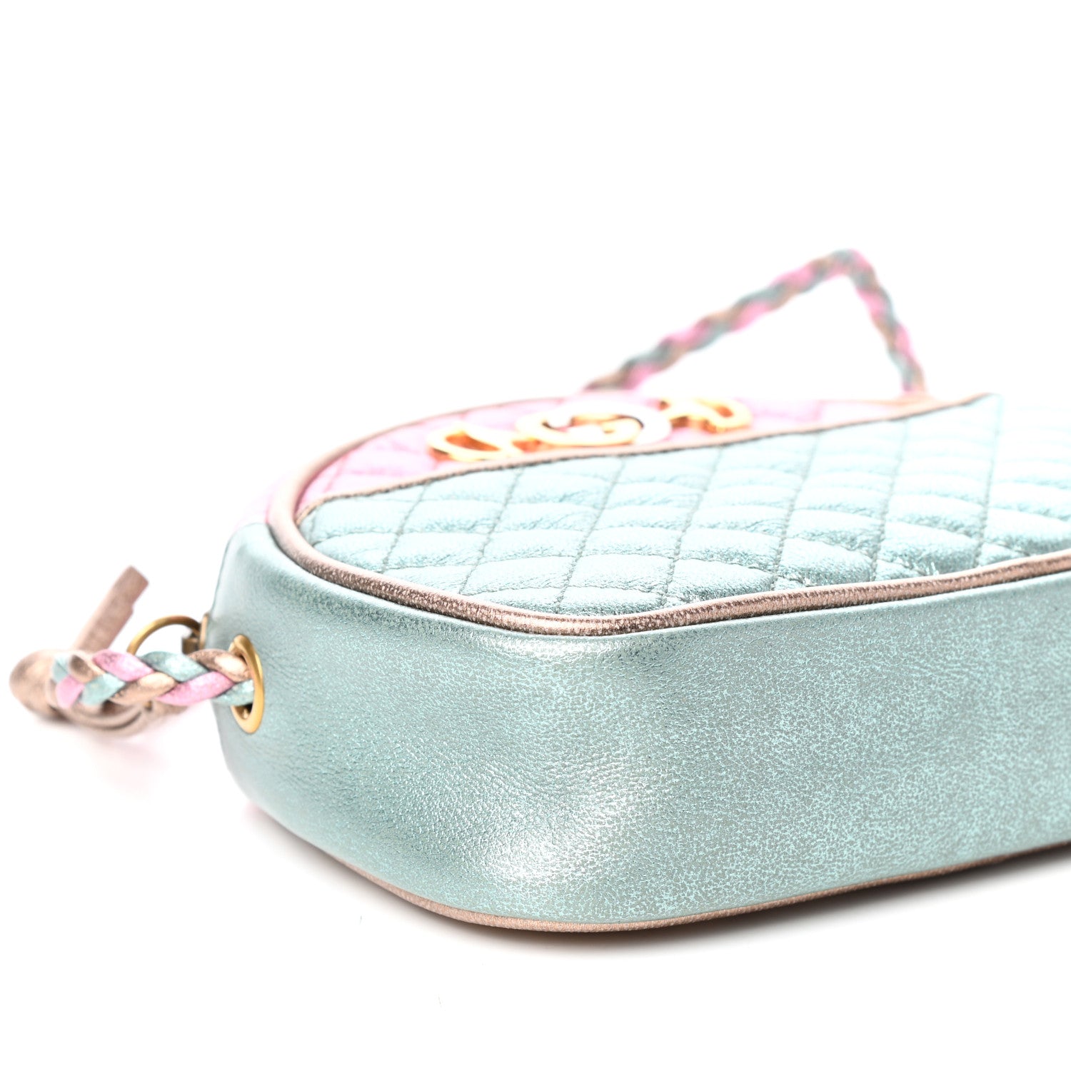 Gucci Laminated Nappa Trapuntata Mini Zumi Dome Shoulder Bag Rosa Lago Rame 8 of 9