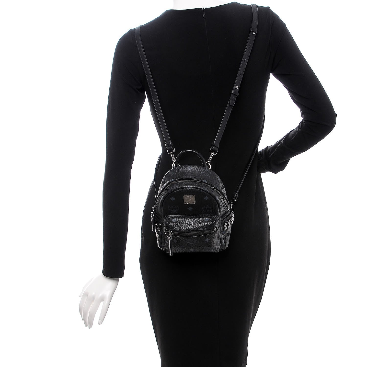 MCM Visetos Studded X-Mini Bebe Boo Backpack Black 2 of 13