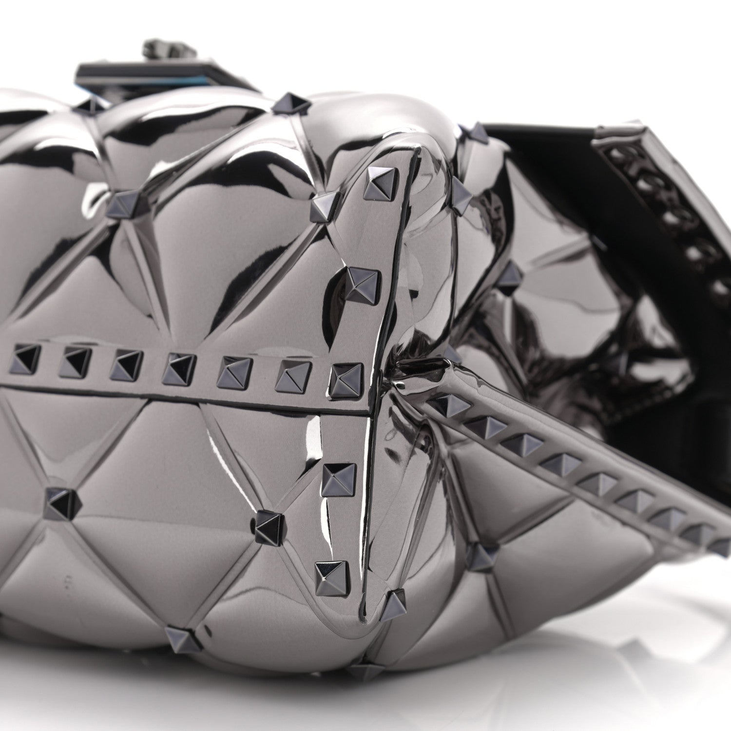 Valentino Garavani Metallic PVC Candystud Top Handle Bag Rutenio 9 of 9