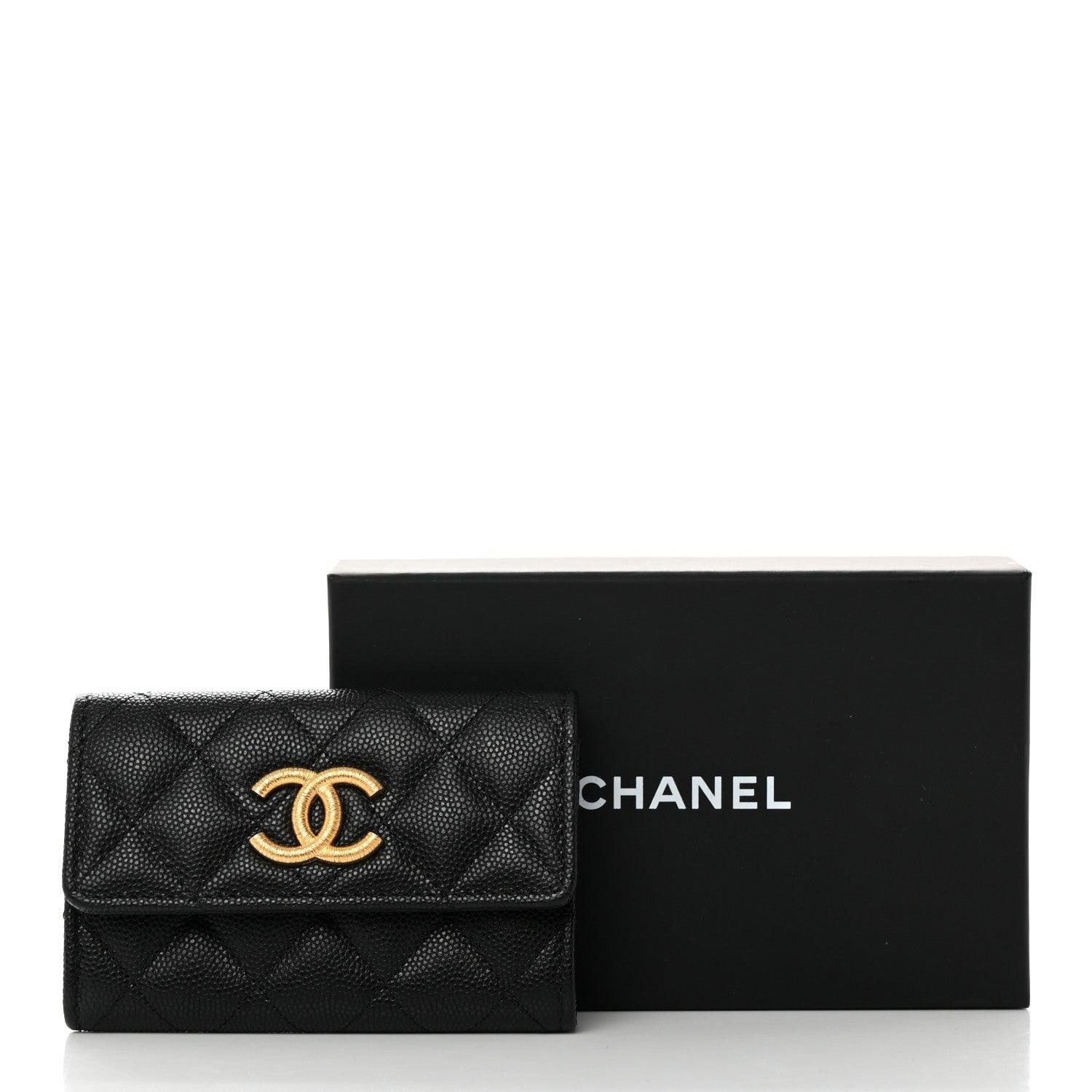 Chanel Caviar Quilted Textured CC Flap Card Holder Black 9 of 9