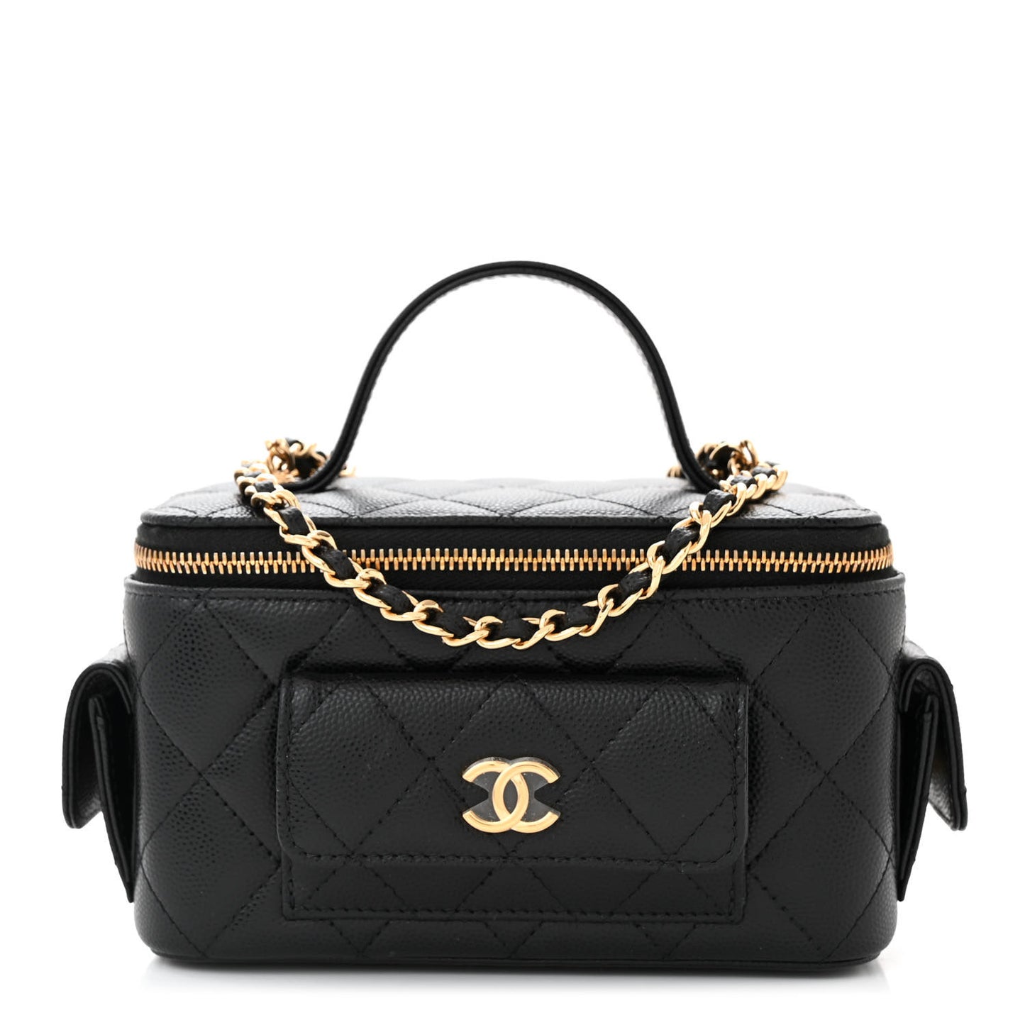 Caviar Quilted Polly Pocket East West Top Vanity With Chain Black
