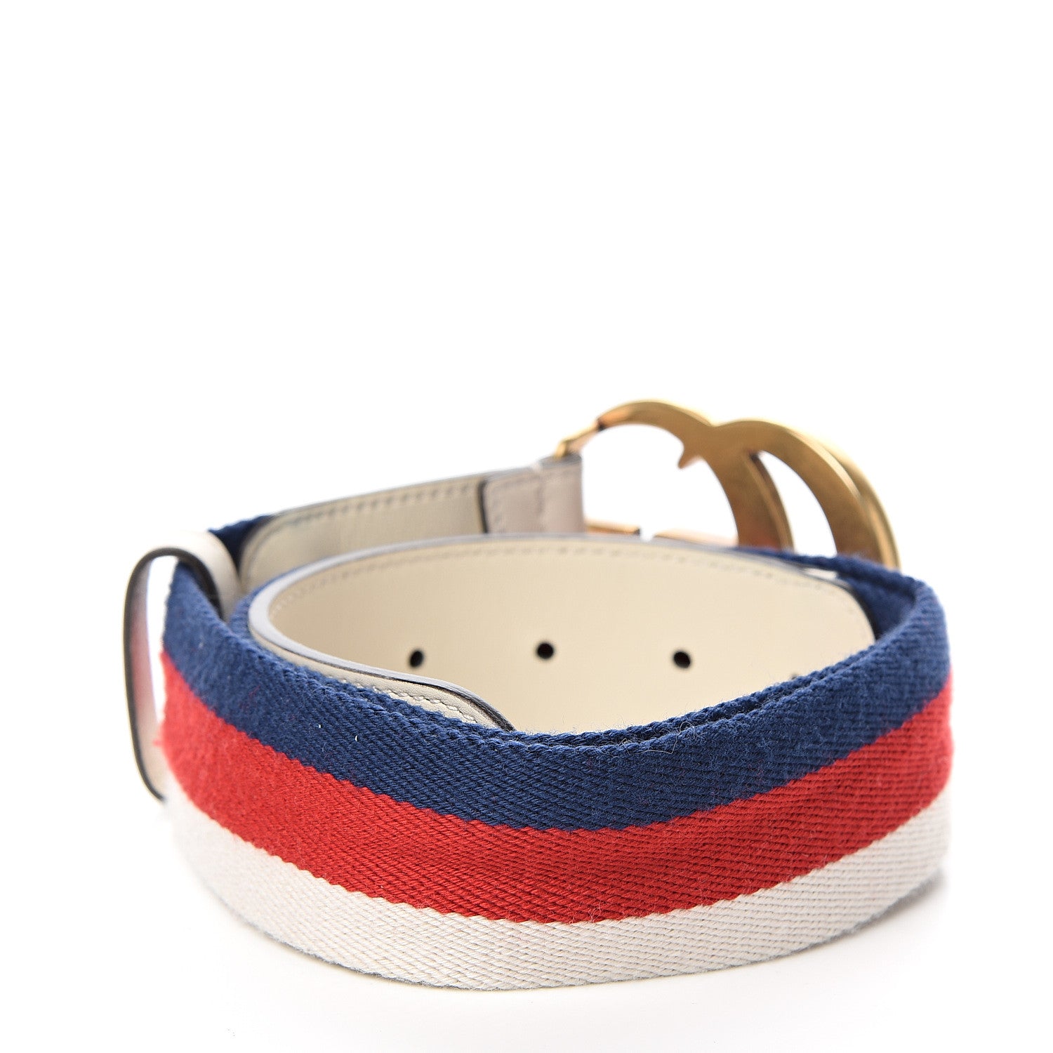 Gucci Nylon Calfskin Sylvie Web Double G 40mm Belt 80 32 Mystic White Hibiscus Red Maritime 2 of 5