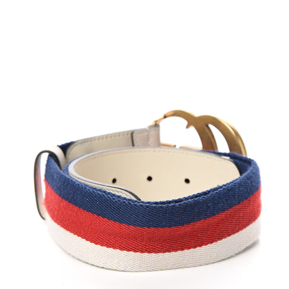 Gucci Nylon Calfskin Sylvie Web Double G 40mm Belt 80 32 Mystic White Hibiscus Red Maritime 2 of 5