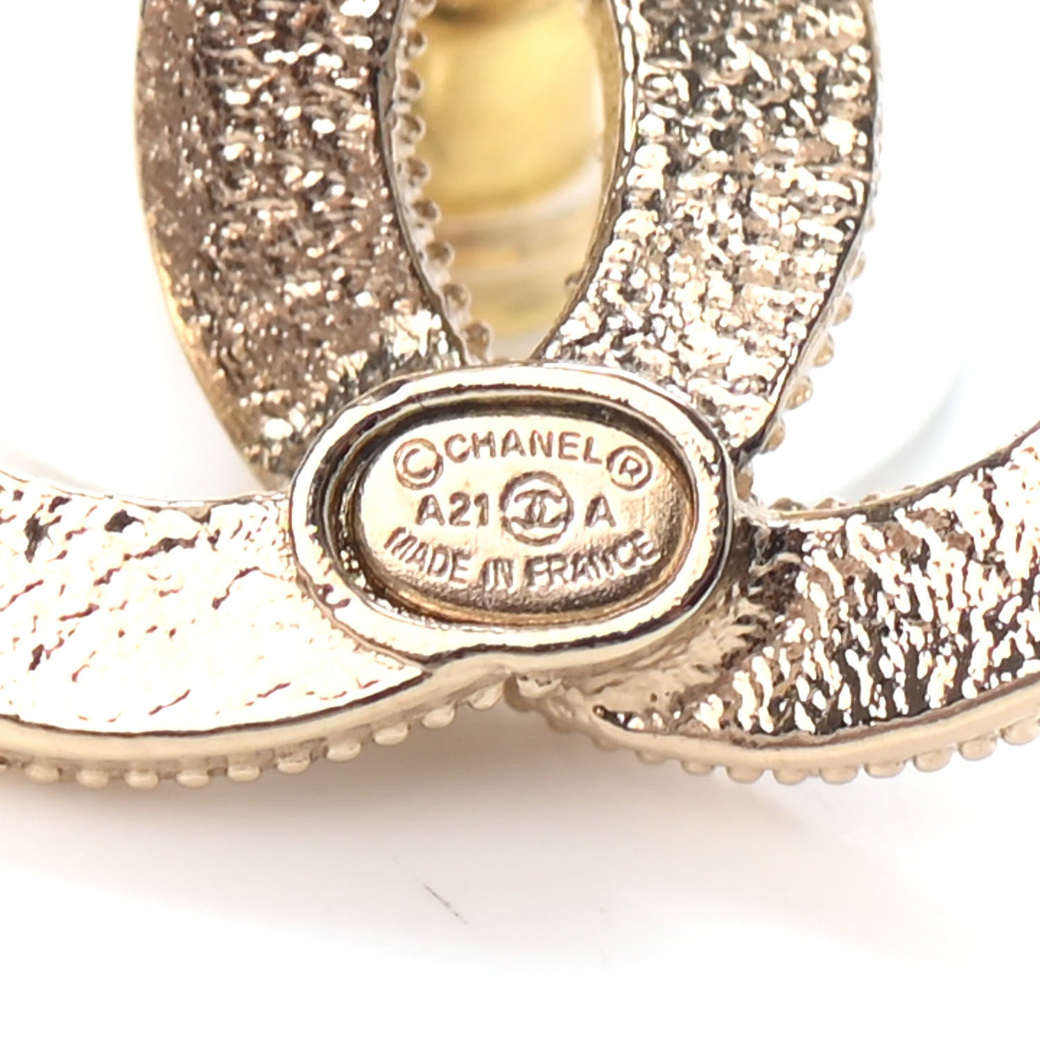 Chanel Crystal Pearl CC Earrings Gold 4 of 4