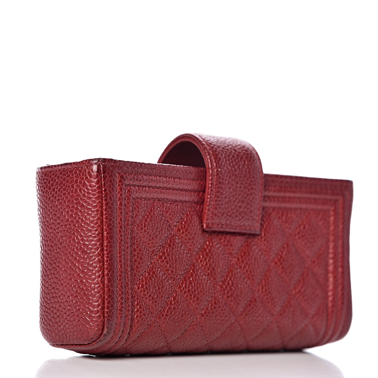 Chanel Caviar Quilted Mini Boy Phone Holder Clutch Dark Red 3 of 15