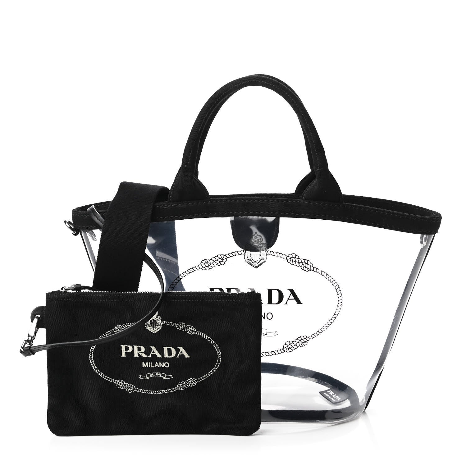 Prada Plexiglass Canapa Small Shopper Tote Black 1 of 10
