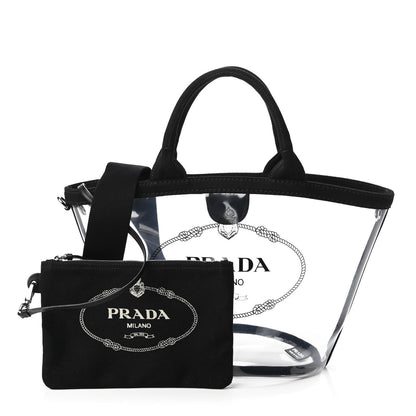 Prada Plexiglass Canapa Small Shopper Tote Black 1 of 10