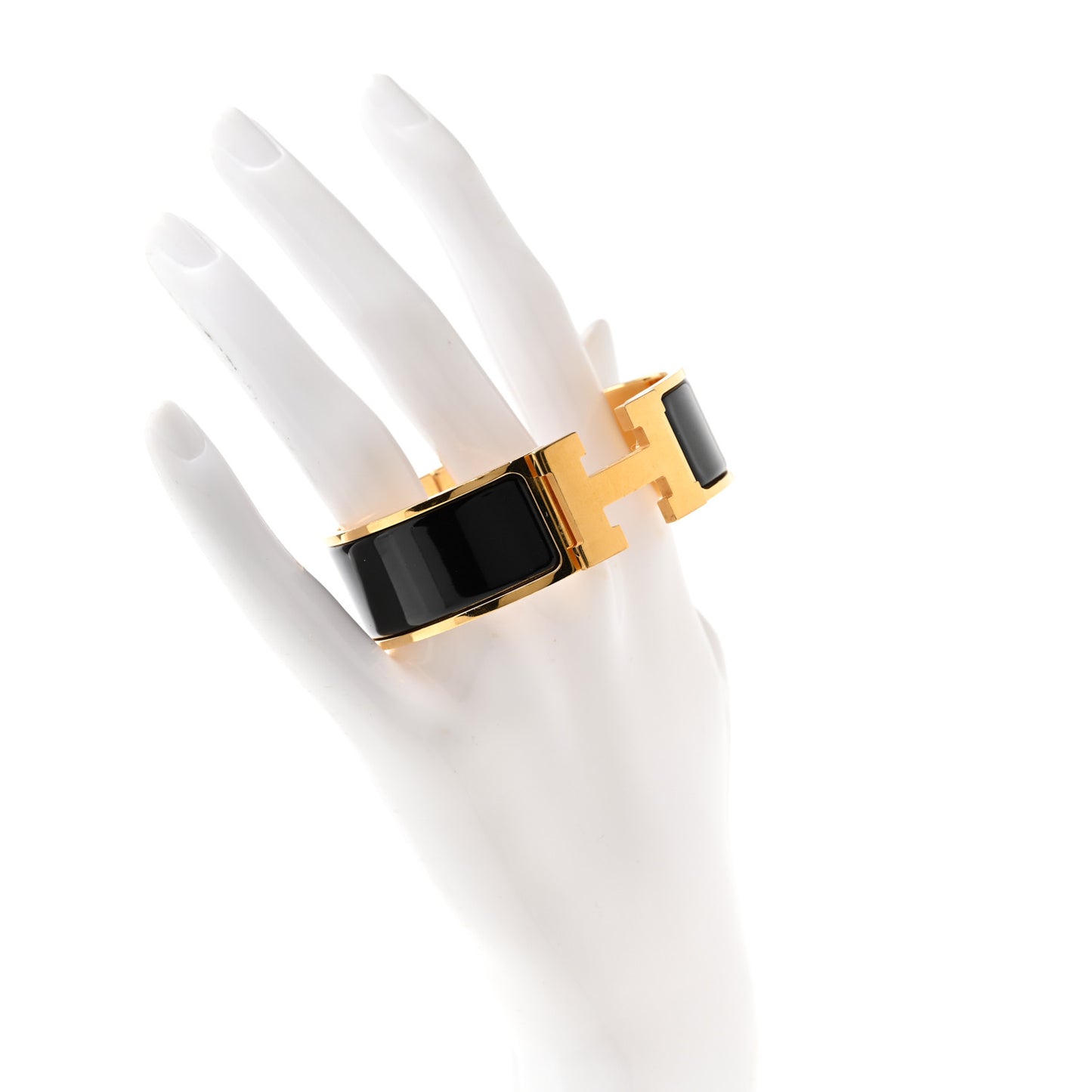 Enamel Wide Clic Clac H Bracelet Black