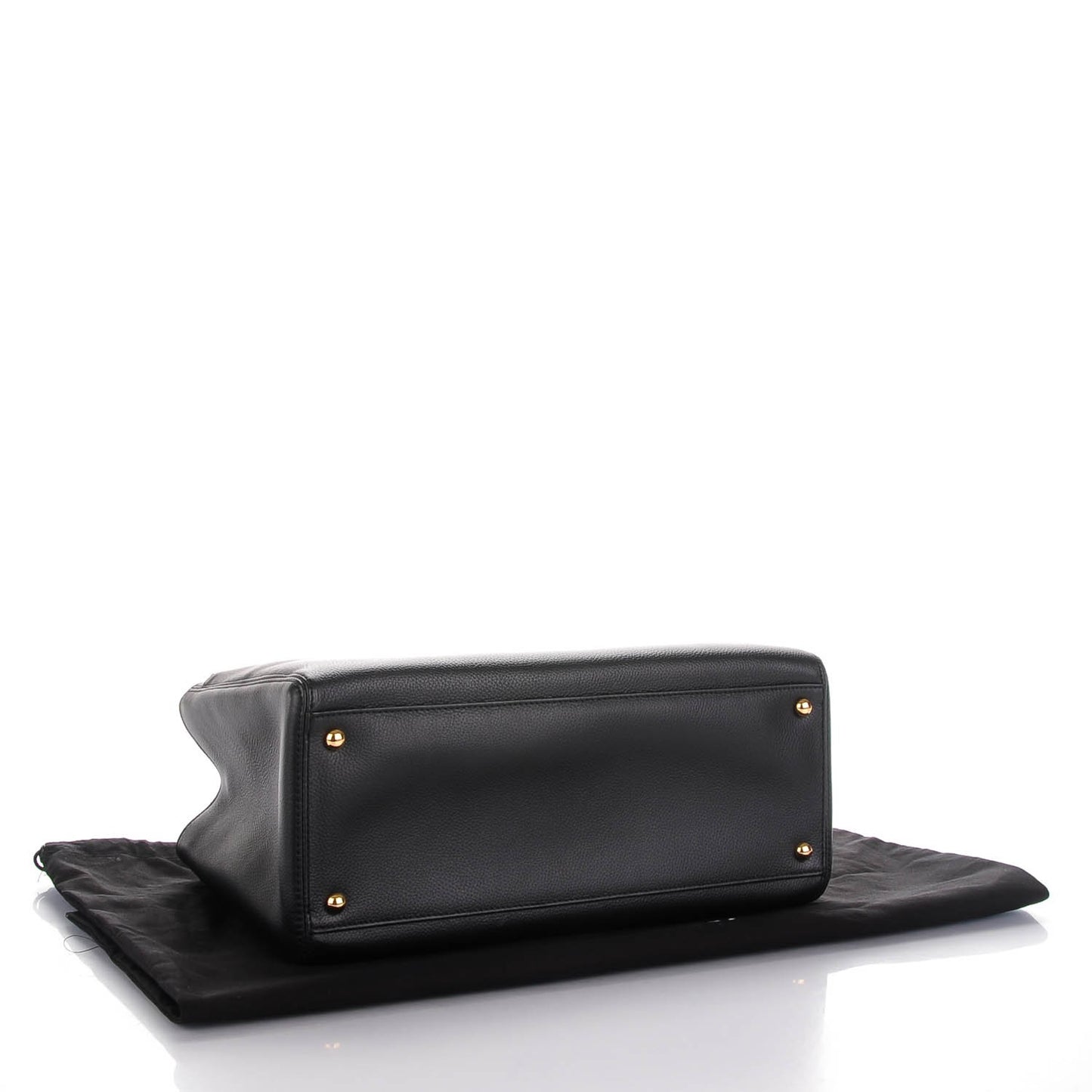 Calfskin Small Cerf Shopper Tote Black