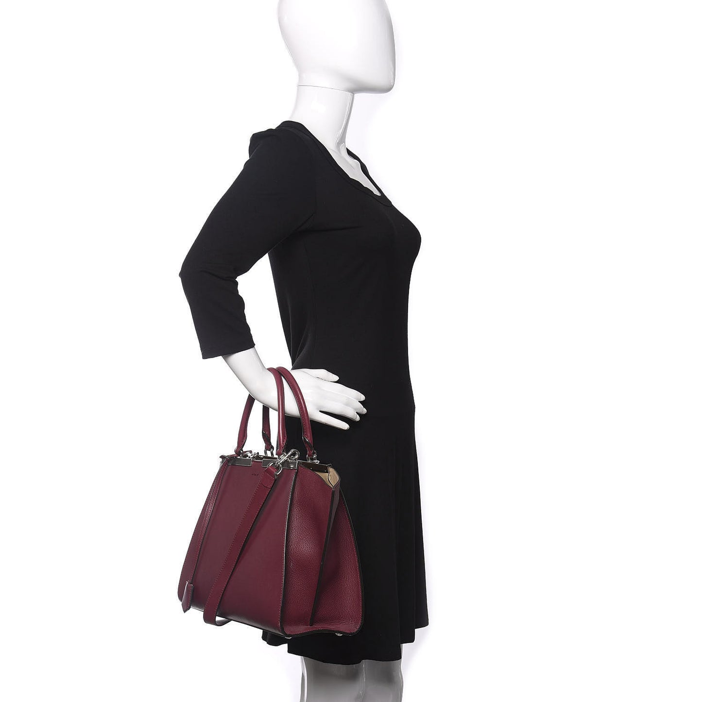 Vitello Dolce Marmol Shiny Nappa Petite 3Jours Tote Bordeaux