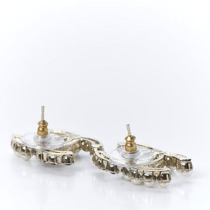 Chanel Resin Pearl CC Dazzling Domino Earrings Gold Black 3 of 6
