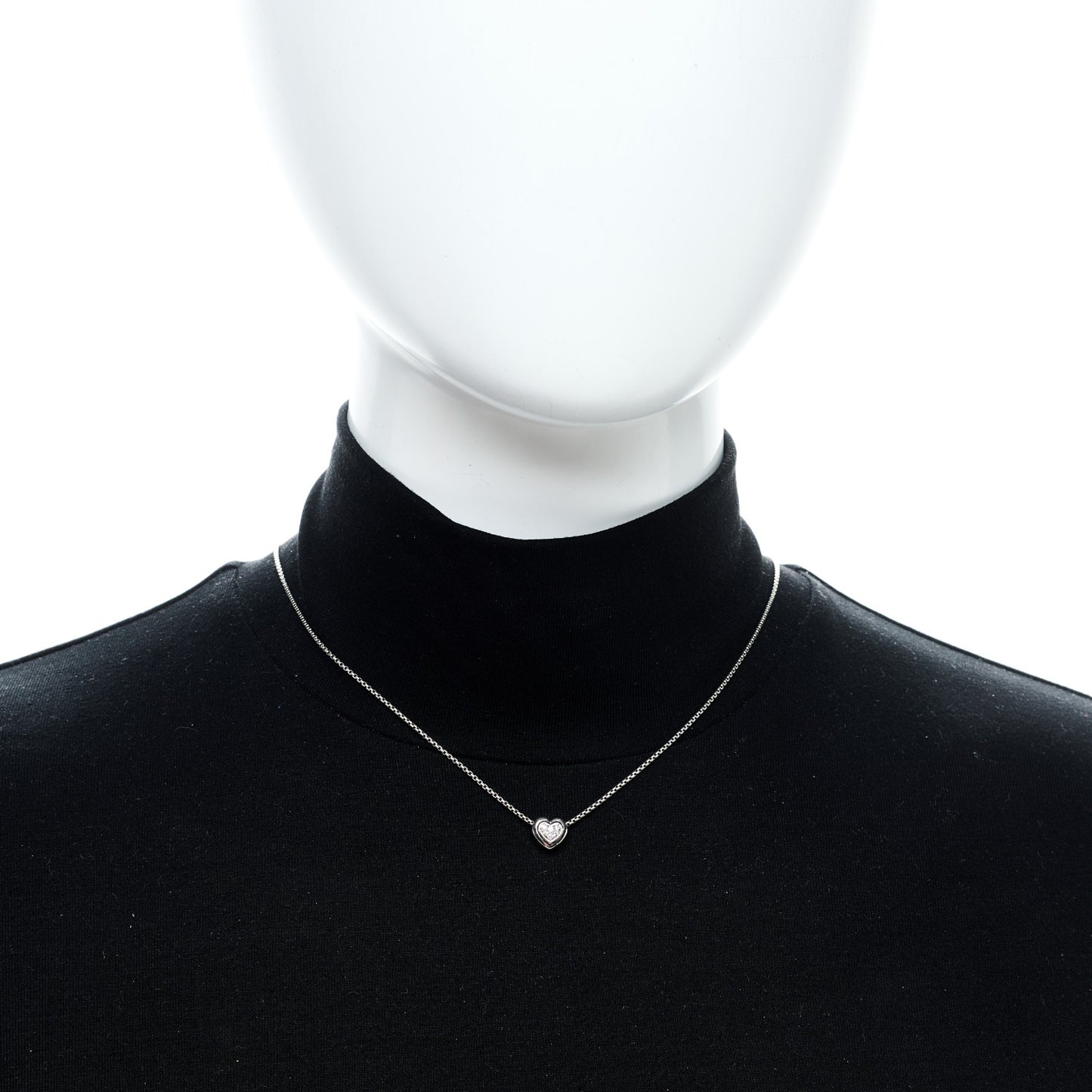 Sterling Silver Diamond Petite Pave Heart Necklace