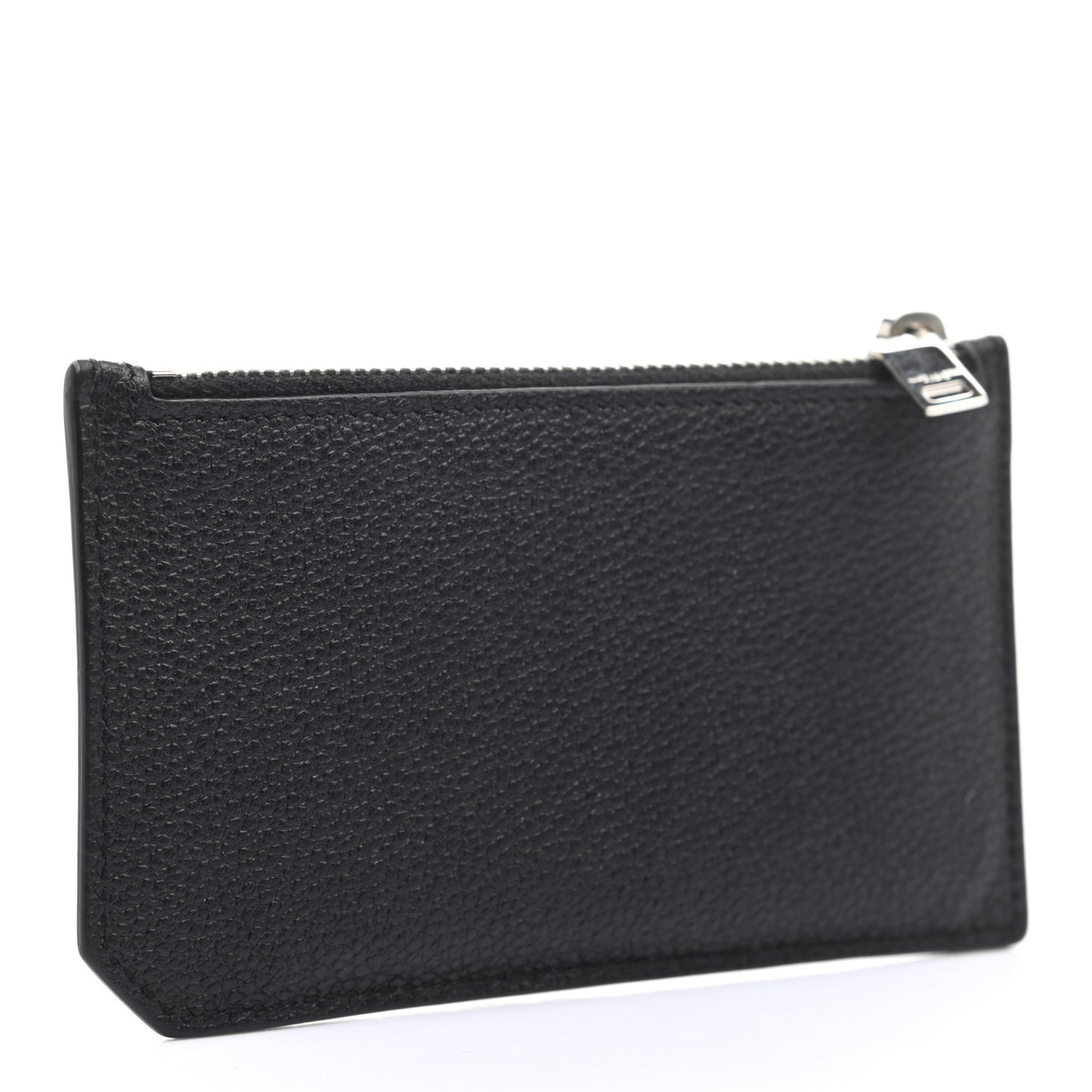 Grained Calfskin 5 Fragments Zip Pouch Card Holder Black