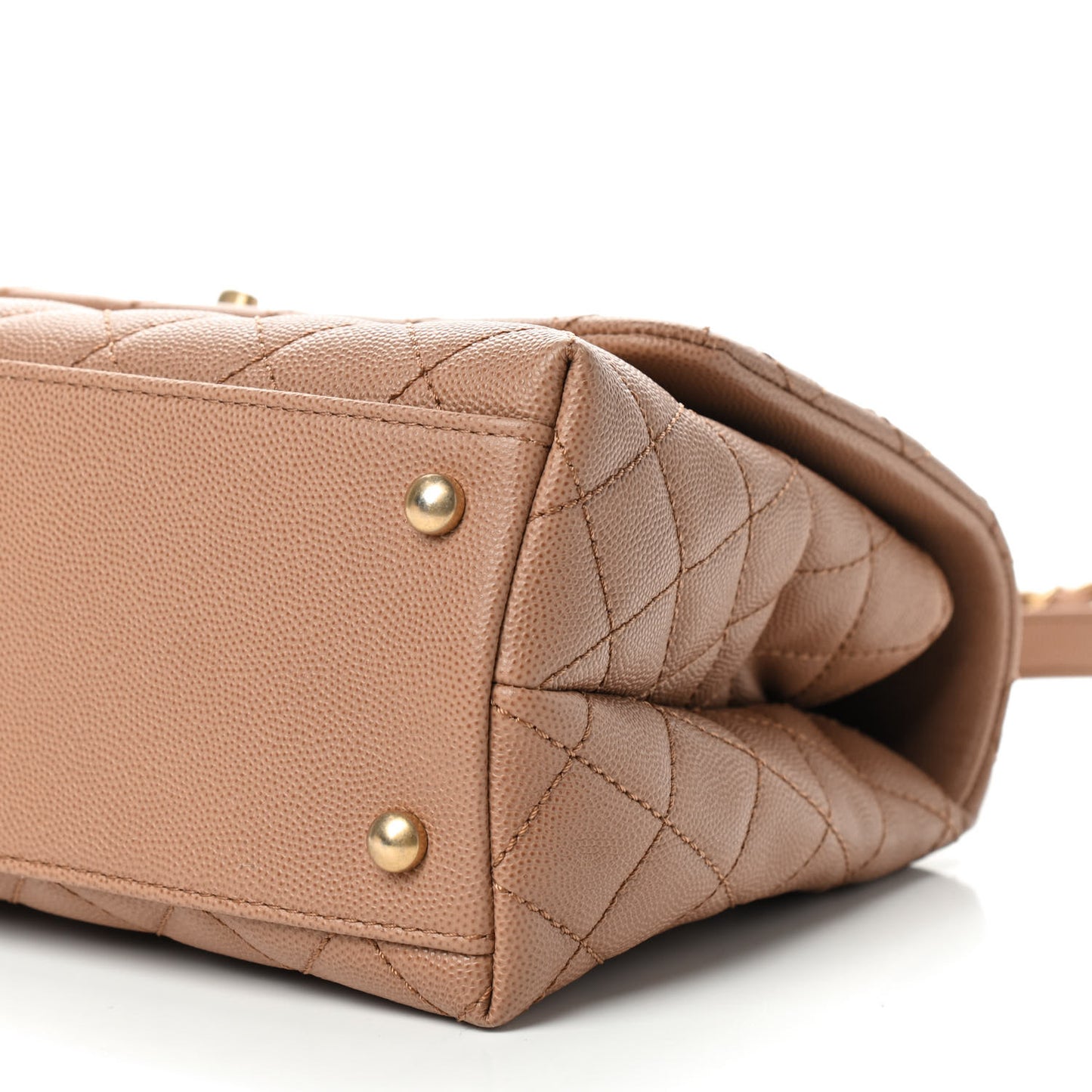 Caviar Lizard Embossed Quilted Small Coco Handle Flap Beige