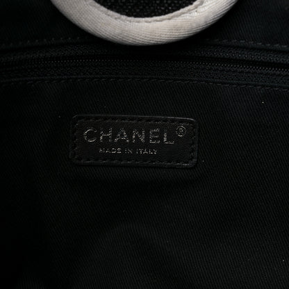 Chanel Canvas Large Deauville Tote Black White 6 of 15