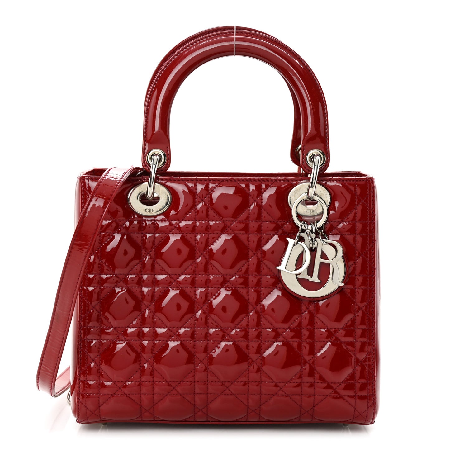 Patent Cannage Medium Lady Dior Red