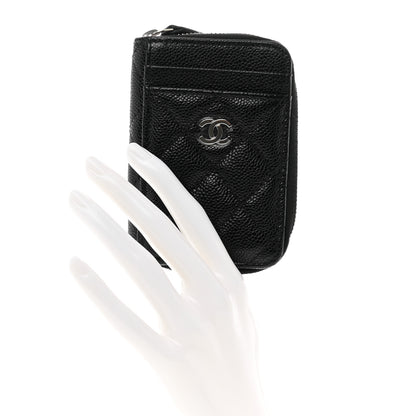 Chanel Caviar Quilted Zip Card Holder Black 2 of 7