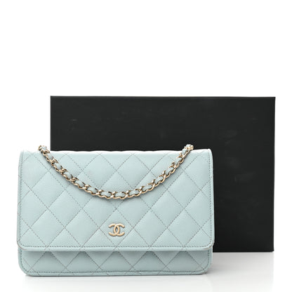 Chanel Caviar Quilted Wallet On Chain WOC Light Blue 18 of 18