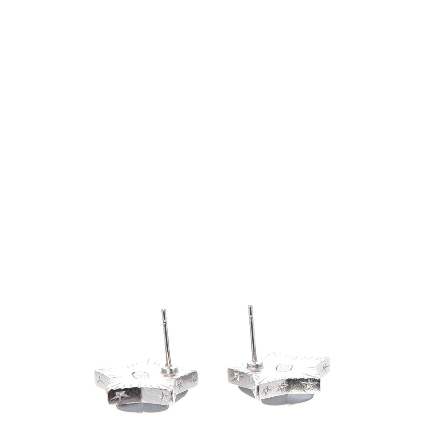 Chanel Resin Metal CC Star Earrings Silver 3 of 7