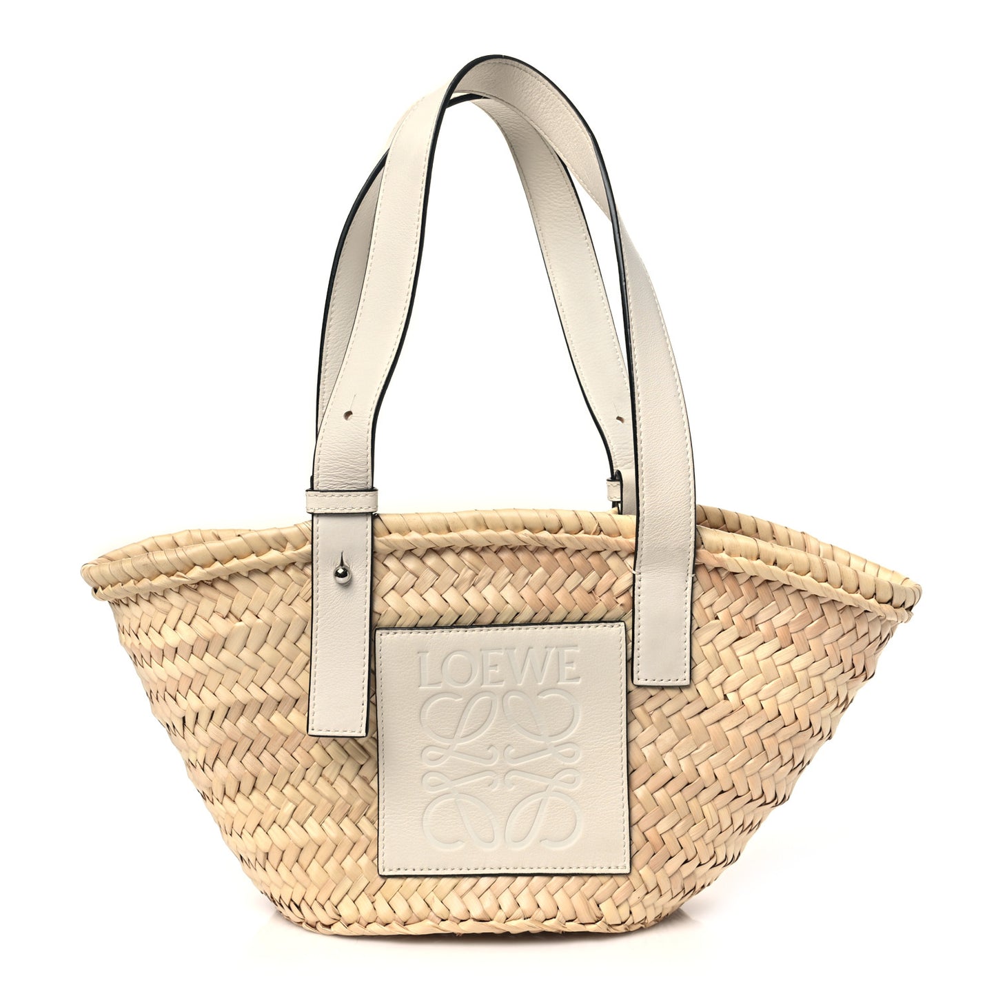 Raffia Small Basket Tote Bag Natural White