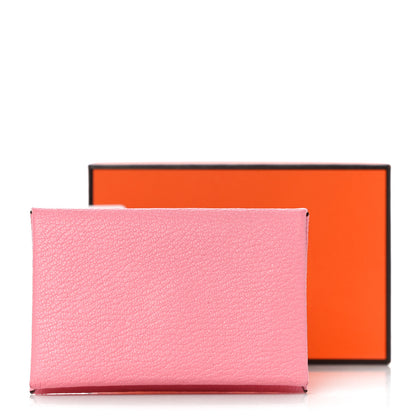 Hermes Chevre Chandra Verso Calvi Card Case Rose Confetti Brique 10 of 10