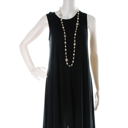 Chanel Crystal Pearl CC Long Necklace Silver 2 of 5
