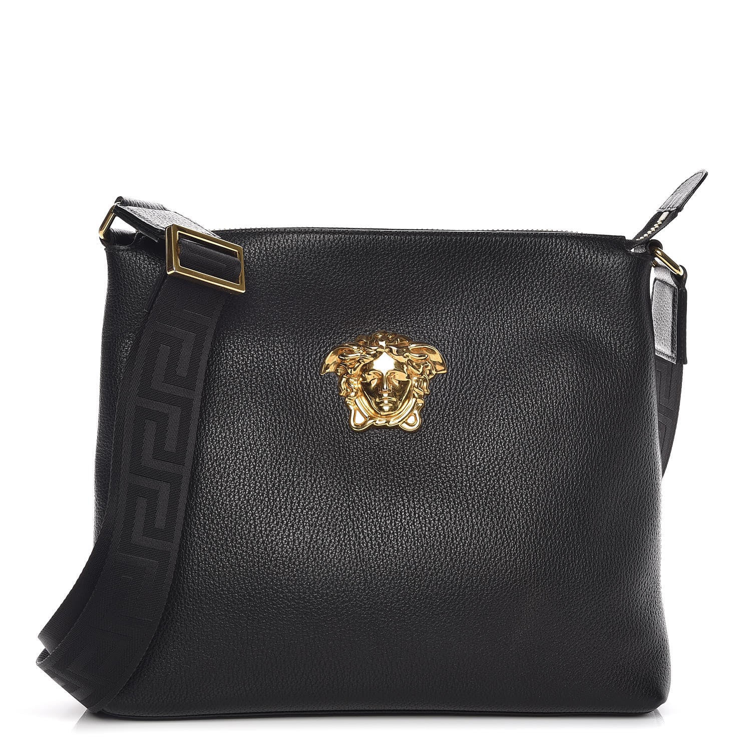 Versace Grained Calfskin Medusa Head Messenger Bag Black 1 of 9