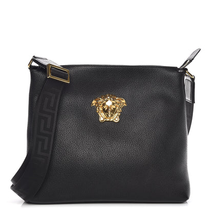 Versace Grained Calfskin Medusa Head Messenger Bag Black 1 of 9