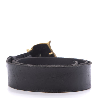 Gucci Calfskin Brass Feline Buckle Belt 95 38 Black 2 of 8