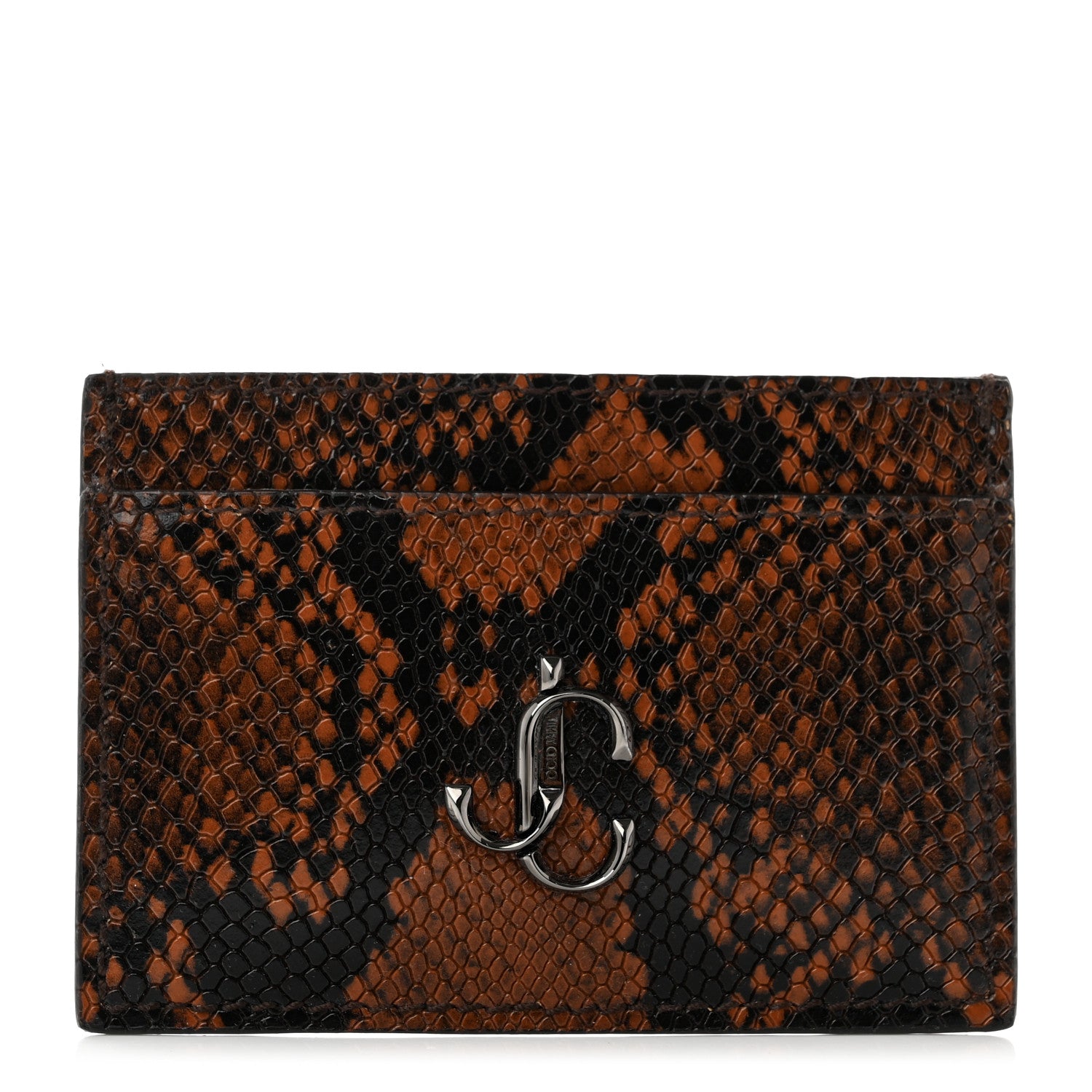 Jimmy Choo Calfskin Snake Printed Umika Card Holder Cuoio 1 of 8