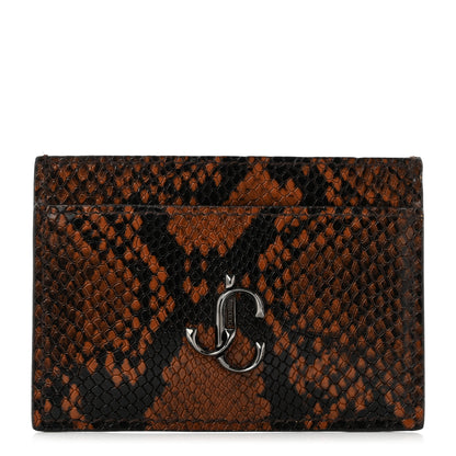 Jimmy Choo Calfskin Snake Printed Umika Card Holder Cuoio 1 of 8