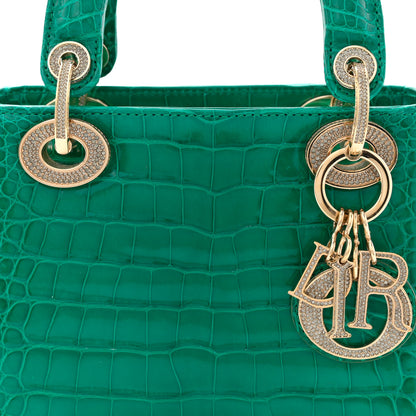 Christian Dior Alligator Swarovski Crystal Mini Lady Dior Green 8 of 10