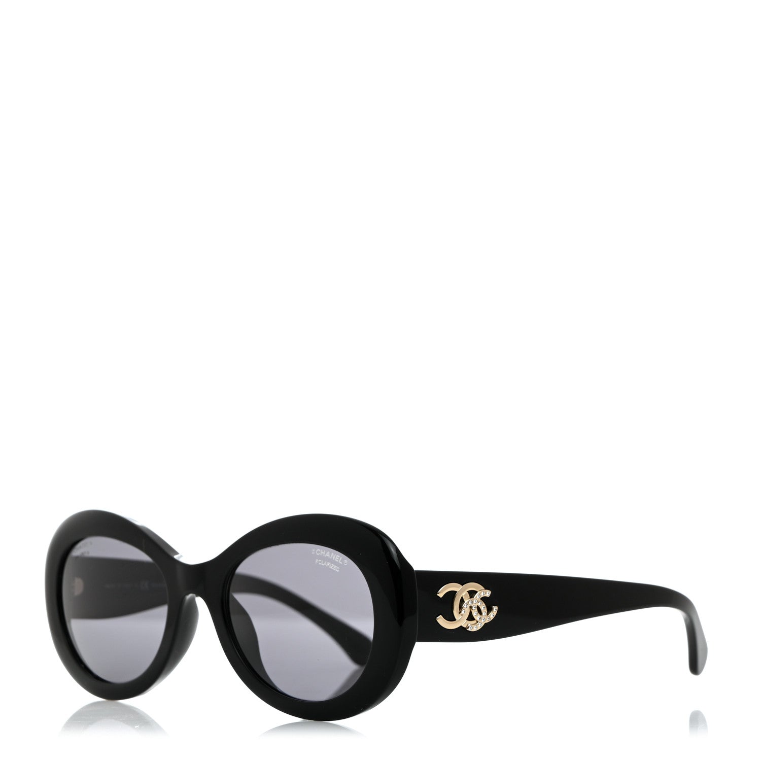 Chanel Acetate Polarized Oval CC Sunglasses 5469-B-A Black 1 of 8