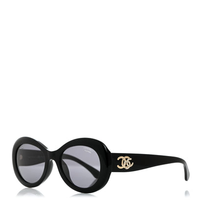 Chanel Acetate Polarized Oval CC Sunglasses 5469-B-A Black 1 of 8