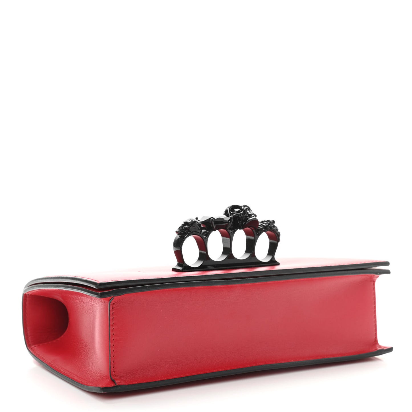 Calfskin Jeweled Knuckle Satchel Red