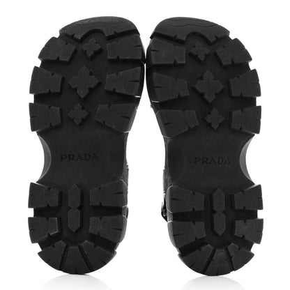 Prada Brushed Calfskin Monolith Pegasus Thunder Sandals 39 Black 5 of 8