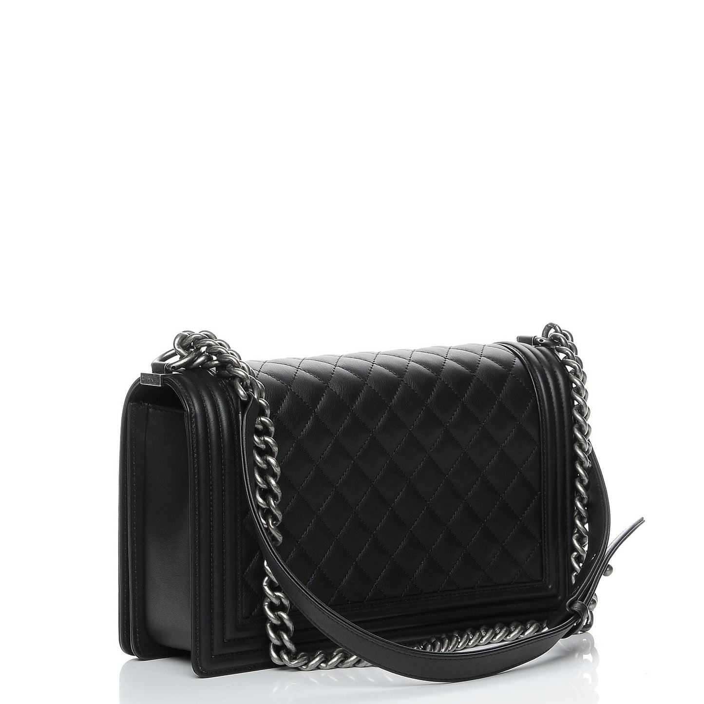 Calfskin Quilted New Medium Boy Flap Black