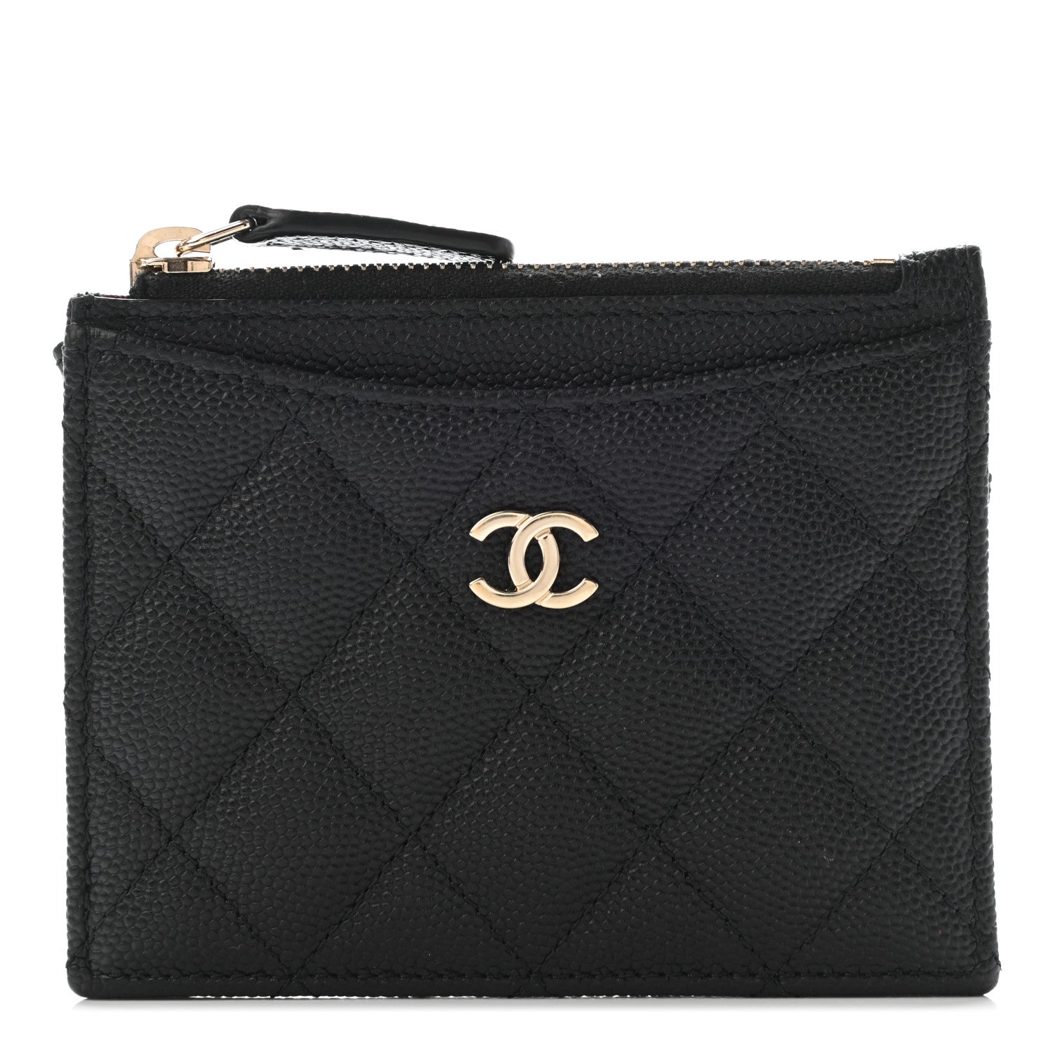 Chanel Caviar Quilted CC Zip Card Holder Black 1 of 7