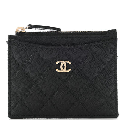 Chanel Caviar Quilted CC Zip Card Holder Black 1 of 7