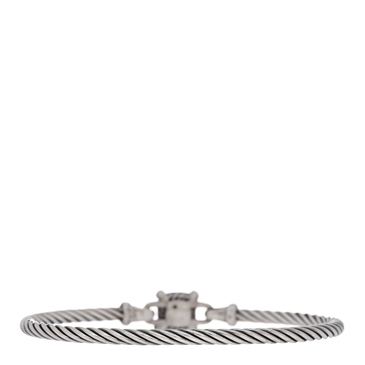 David Yurman Sterling Silver Amethyst Diamond 8mm Chatelaine Bracelet 2 of 3