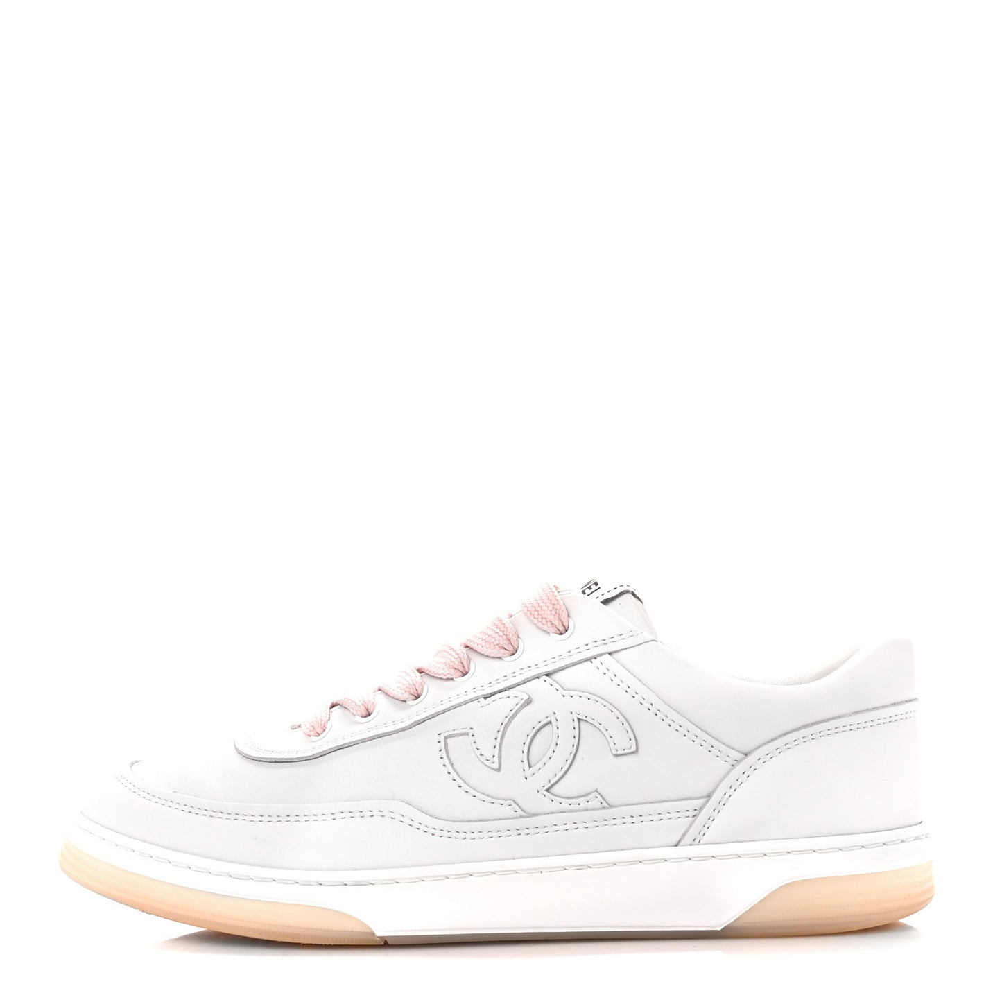 Calfskin Womens CC Sneakers 36.5 White Pink