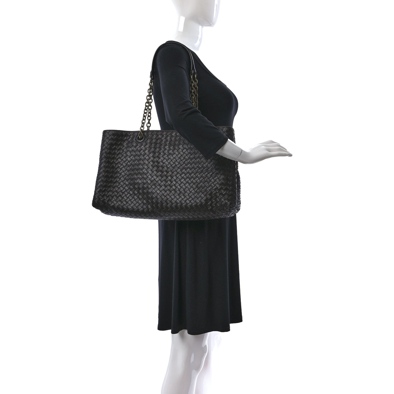 Bottega Veneta Nappa Intrecciato Large Classic Chain Strap Tote Ebano 2 of 8