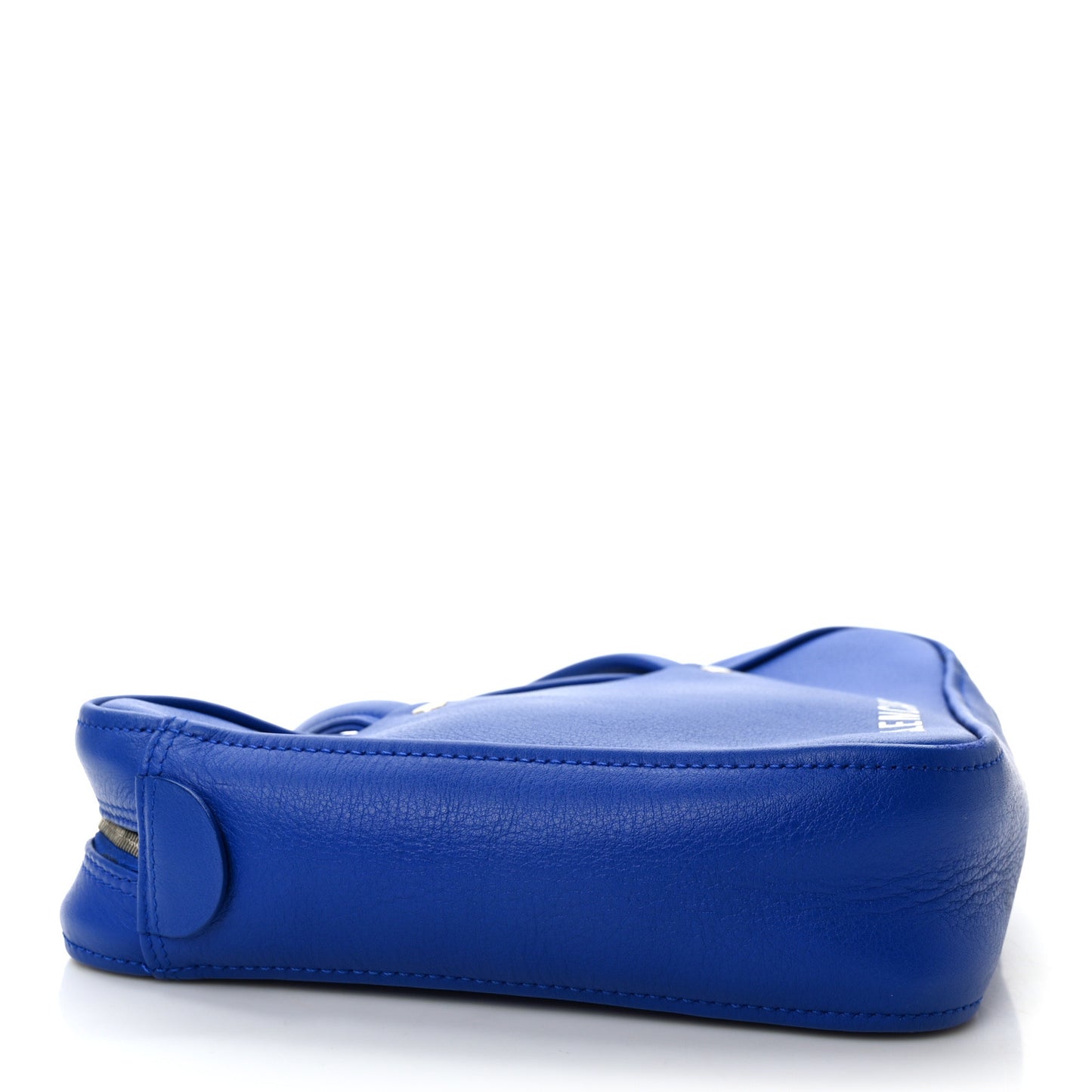 Shiny Day Calfskin Logo XS Triangle Chain Duffle Bleu Roi White