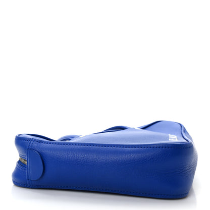 Balenciaga Shiny Day Calfskin Logo XS Triangle Chain Duffle Bleu Roi White 4 of 9