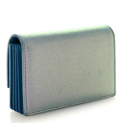 Christian Dior Grained Calfskin Turn Me Envelope Gusseted Card Holder Metallic Fluorescent Blue 3 of 8