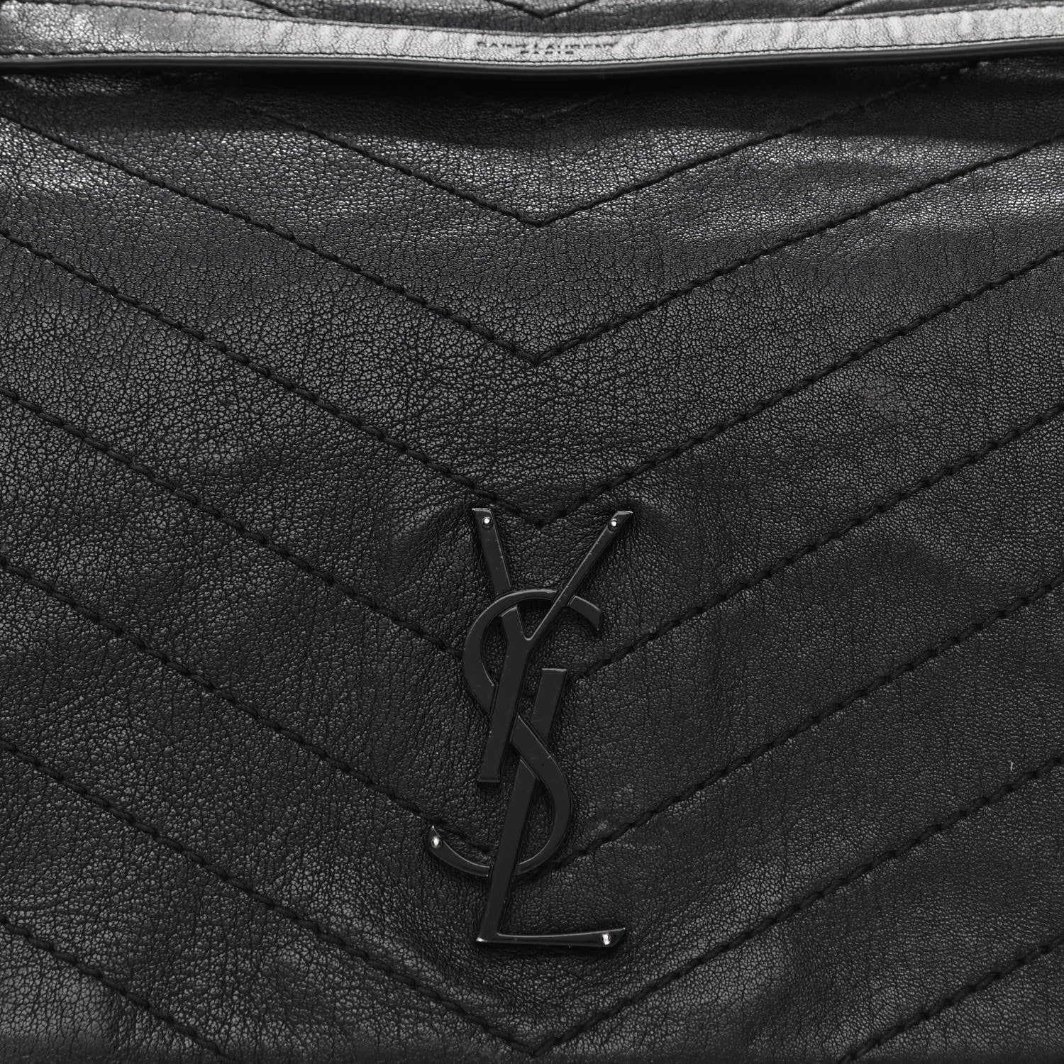 Saint Laurent Vintage Lambskin Chevron Monogram Medium Nolita Black 8 of 10