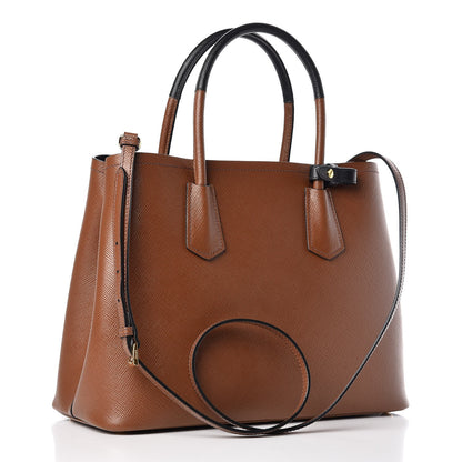 Prada Saffiano Cuir Medium Bi-Color Double Bag Palissandro Black 4 of 8